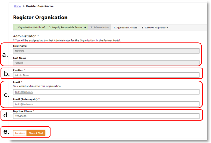 Register organisation details