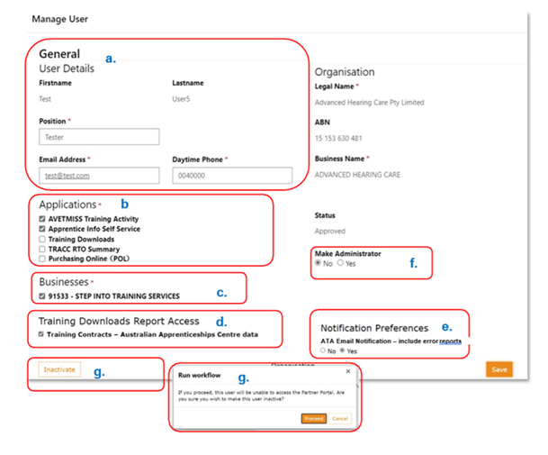 User amendment details