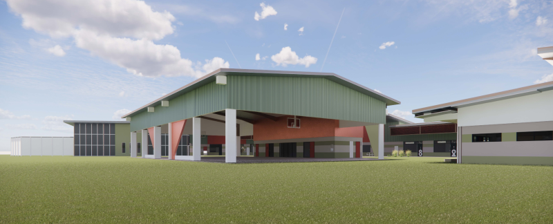 Rendering of the recreation area of the new youth detention centre at Woodford